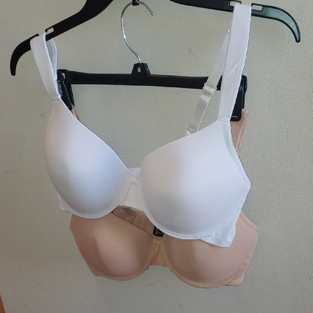 White and Tan Everyday Bras with Molded Cups